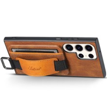 Кожаный чехол Wallet case and straps для Samsung Galaxy S24 Ultra – Коричневый
