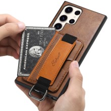Шкіряний чохол Wallet case and straps для Samsung Galaxy S24 Ultra – Коричневий