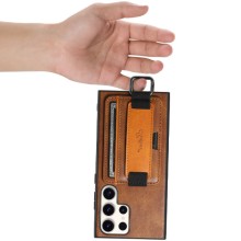 Шкіряний чохол Wallet case and straps для Samsung Galaxy S24 Ultra – Коричневий