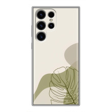 Силконовий чохол з принтом в квітах на Samsung Galaxy S24 Ultra (Монстера зелена)