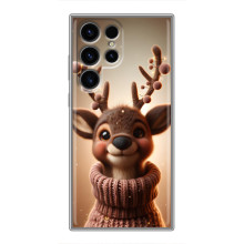 Яркий чехол для Samsung Galaxy S24 Ultra с Зимними Оленятами – Олень в свитере