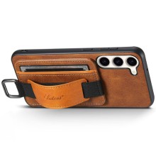 Кожаный чехол Wallet case and straps для Samsung Galaxy S24 – Коричневый
