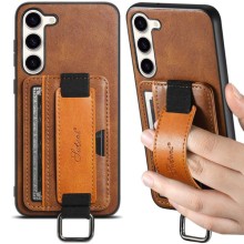 Кожаный чехол Wallet case and straps для Samsung Galaxy S24 – Коричневый