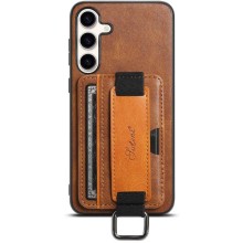 Шкіряний чохол Wallet case and straps для Samsung Galaxy S24 – Коричневий