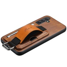 Шкіряний чохол Wallet case and straps для Samsung Galaxy S24 – Коричневий