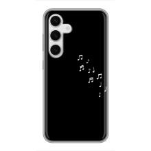 Чехол с картинками на черном фоне для Samsung Galaxy S24 – Ноты