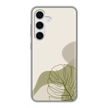 Силиконовый чехол с принтом в цветах на Samsung Galaxy S24 – Монстера зелёная