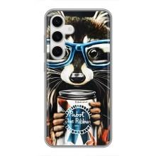 Силиконовый Чехол с Енотами на Samsung Galaxy S24 – Енот в очках