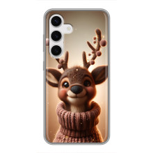 Яскравий чохол для Samsung Galaxy S24 з Зимові Оленята – Олень в светрі