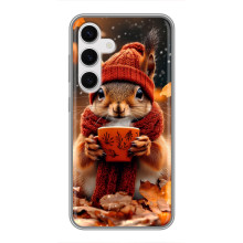 Печатный чехол «Зверята с кофе» для Samsung Galaxy S24 – Белка с кофе
