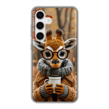 Печатный чехол «Зверята с кофе» для Samsung Galaxy S24 – Жираф с кофе