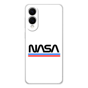 Силиконовый бампер с принтом "Наса" на Samsung Galaxy S25 Edge – NASA на белом фоне