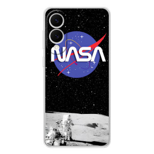 Силиконовый бампер с принтом "Наса" на Samsung Galaxy S25 Edge – Nasa на луне