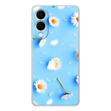 Чехол с Цветами для Samsung Galaxy S25 Edge (ромашки на голубом)