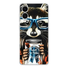 Чехол с принтом для Самсунг Галакси С25 Эдж - (Прикольные) (AlphaPrint) (Енот с банкой)