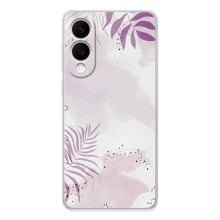 Чехол с цветочным принтом на Самсунг Галакси С25 Эдж (Фиолетовые листья)