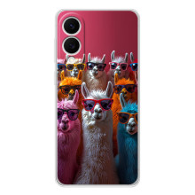 Чехол с принтом стильные животные для Самсунг Галакси С25 Эдж (Ламы в очках)