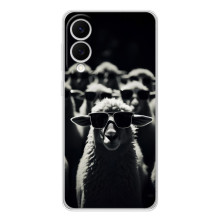 Чехол с принтом стильные животные для Самсунг Галакси С25 Эдж (Овечка в очках)
