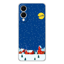 Силиконовый бампер на рождество для Samsung Galaxy S25 Edge (Город в снегу)