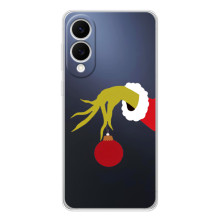 Зимние Чехлы для Самсунг Галакси С25 Эдж - прозрачный фон (Гринч с игрушкой)