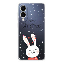 Зимние Чехлы для Самсунг Галакси С25 Эдж - прозрачный фон (Рождественский заяц)