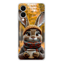 Печатный чехол «Зверята с кофе» для Samsung Galaxy S25 Edge – Зайчик с кофе