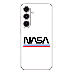 Силиконовый бампер с принтом "Наса" на Samsung Galaxy S25 FE – NASA на белом фоне
