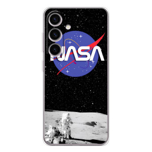 Силиконовый бампер с принтом "Наса" на Samsung Galaxy S25 FE – Nasa на луне
