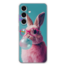Чехол с принтом стильные животные для Самсунг Гэлакси С25 ФЕ (Кролик в очках)
