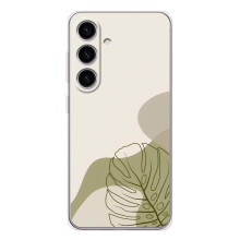 Силконовий чохол з принтом в квітах на Samsung Galaxy S25 FE (Монстера зелена)