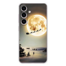 Новогодние, Праздничные Чехлы для Samsung Galaxy S25 FE - 2024 год (Санта на луне)