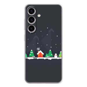 Силиконовый бампер на рождество для Samsung Galaxy S25 FE (Город зимний)