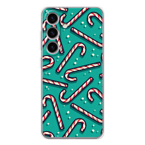 Силиконовый бампер на рождество для Samsung Galaxy S25 FE (Леденцы)