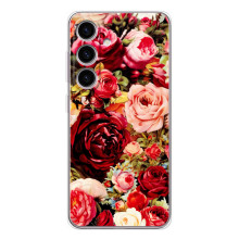 Силиконовый бампер с принтом (цветочки) на Самсунг Гэлакси С25 ФЕ (Букет цветов)