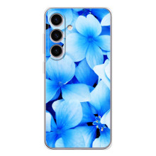 Силиконовый бампер с принтом (цветочки) на Самсунг Гэлакси С25 ФЕ (Синие цветы)