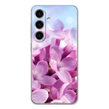 Силиконовый бампер с принтом (цветочки) на Самсунг Гэлакси С25 ФЕ (Сиреневые цветы)