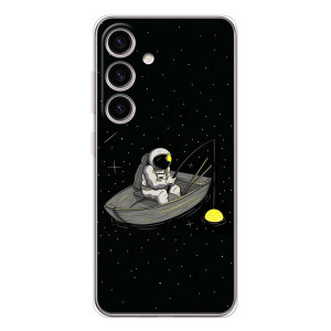 Силиконовый Чехол с принтом "Космонавты" на Samsung Galaxy S25 FE – Космонавт на рыбалке