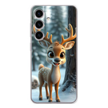 Яркий чехол для Samsung Galaxy S25 FE с Зимними Оленятами – Оленёнок в лесу