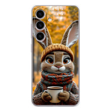 Печатный чехол «Зверята с кофе» для Samsung Galaxy S25 FE – Зайчик с кофе