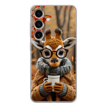 Печатный чехол «Зверята с кофе» для Samsung Galaxy S25 FE – Жираф с кофе