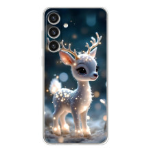 Яркий чехол для Samsung Galaxy S25 Plus с Зимними Оленятами – Блистающий оленёнок