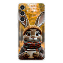 Печатный чехол «Зверята с кофе» для Samsung Galaxy S25 Plus – Зайчик с кофе