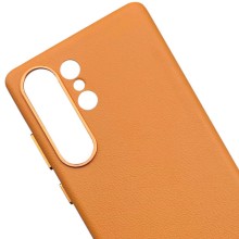 Кожаный чехол Leather Case (AAA) для Samsung Galaxy S25 Ultra – Оранжевый