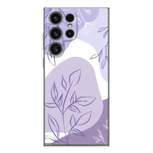 Силиконовый чехол с принтом в цветах на Samsung Galaxy S25 Ultra (Фиолетовый дизайн)