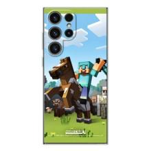 Чехлы для Samsung Galaxy S25 Ultra (Персонажи Майн Крафт) (На коне)