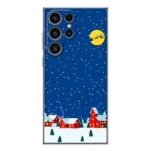 Силиконовый бампер на рождество для Samsung Galaxy S25 Ultra (Город в снегу)