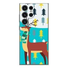 Силиконовый бампер с картинкой животных для Samsung Galaxy S25 Ultra (Олень с шарфом)