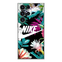 Силиконовый Чехол на Samsung Galaxy S25 Ultra с картинкой Nike (Цветочный Nike)