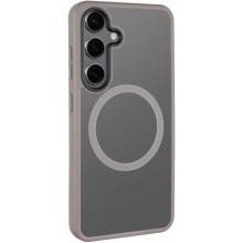 TPU+PC чохол Metal Buttons with MagSafe Colorful для Samsung Galaxy S25 – Сірий
