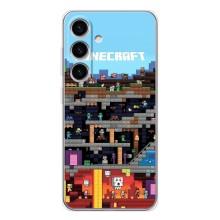 Чехол Майнкрафт на Samsung Galaxy S25 (AlphaPrint) Minecraft (фон Minecraft)